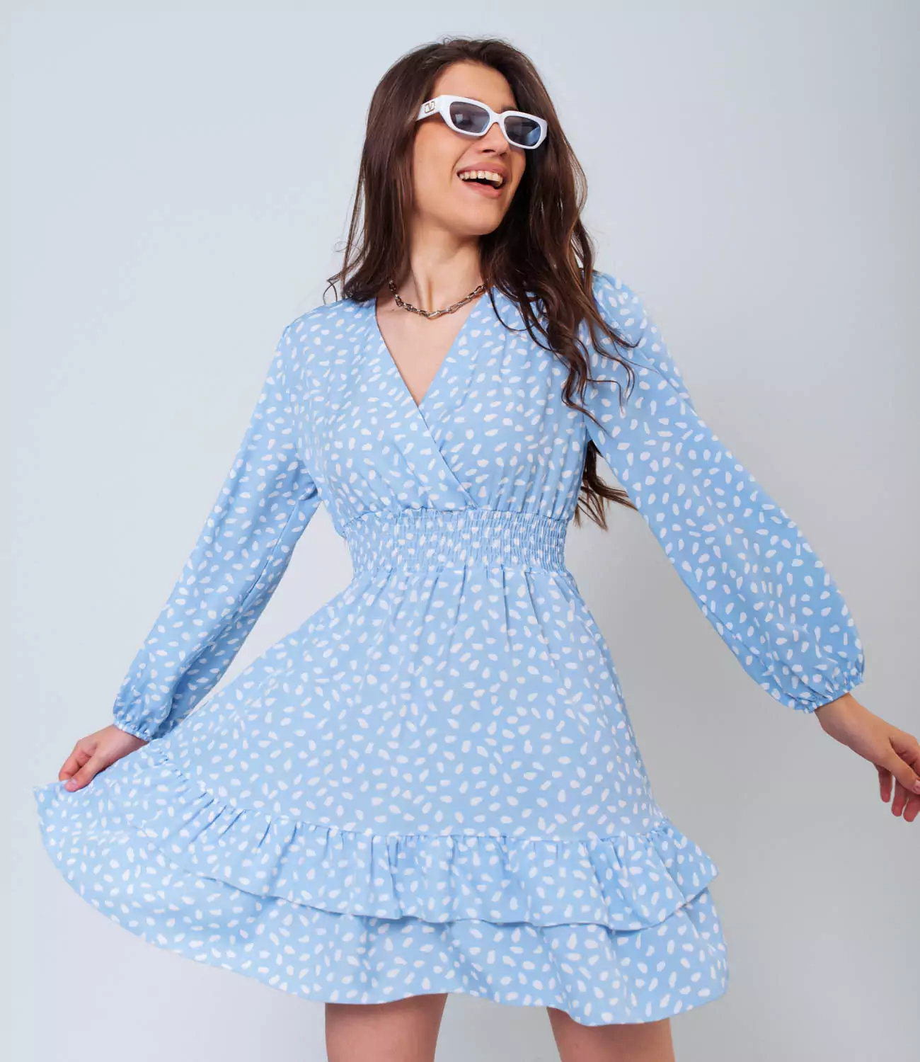 Платье #КТ5130-1, голубой - фото 1