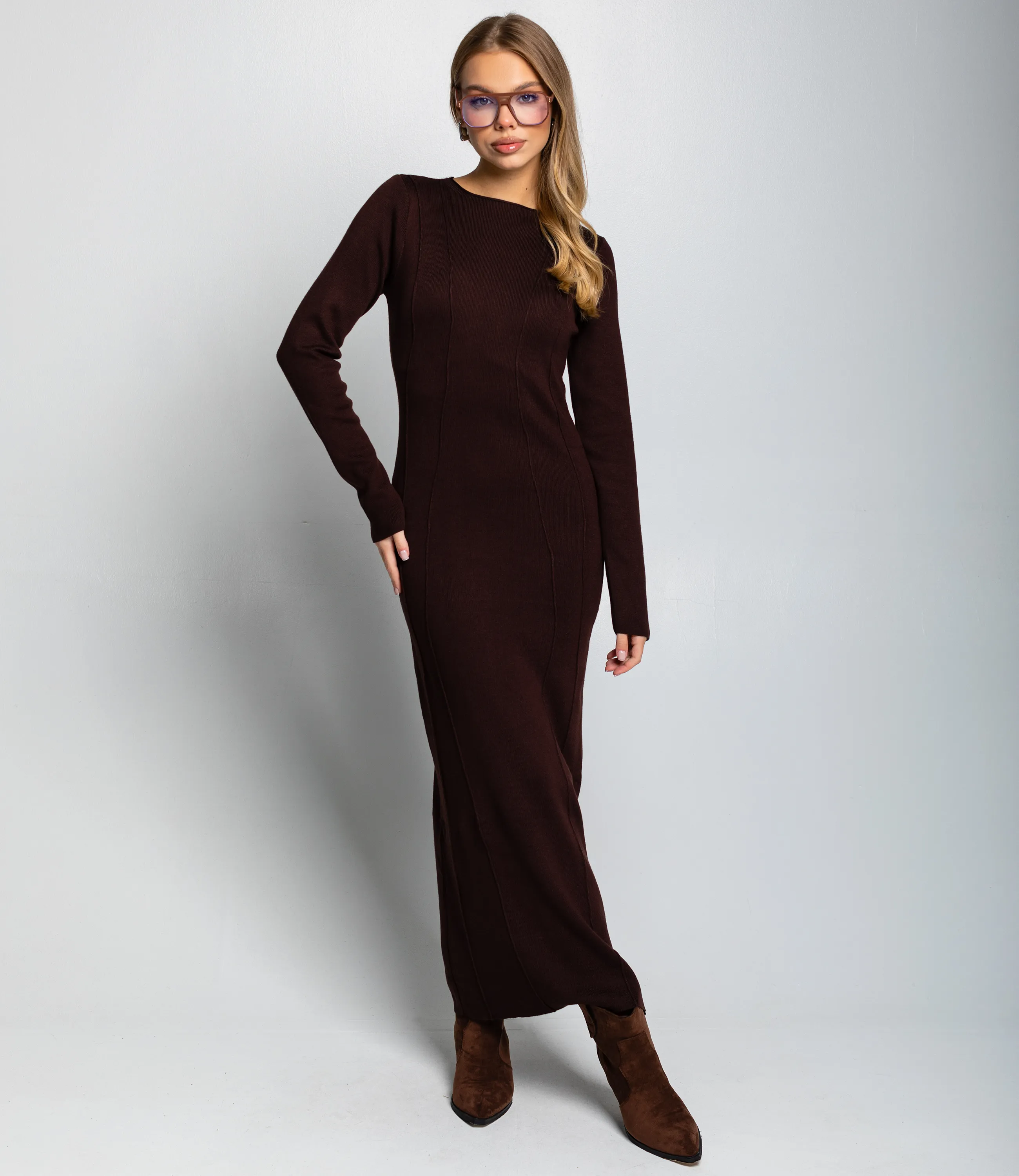 Платье #КТ25114, шоколадный - фото 1