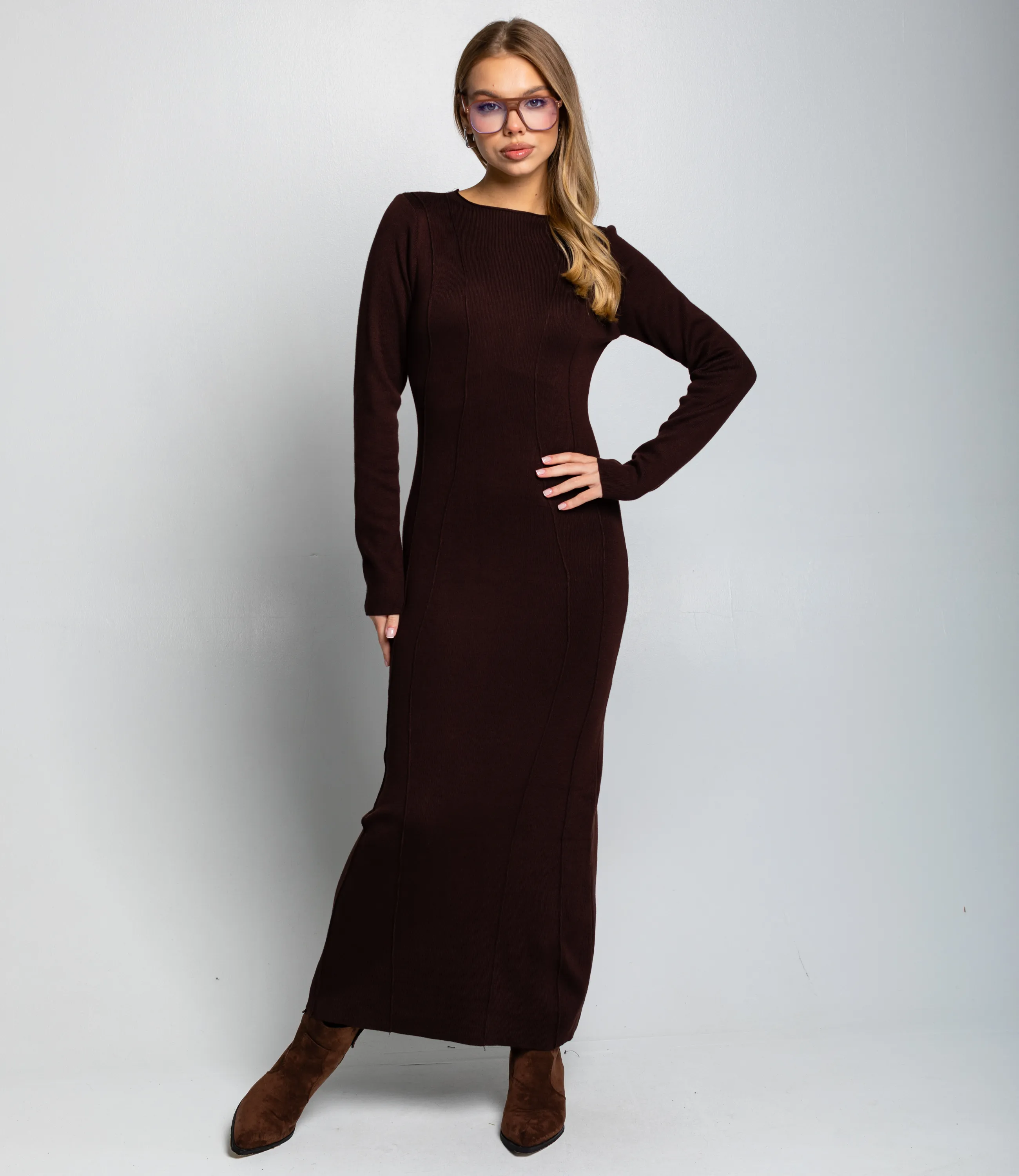 Платье #КТ25114, шоколадный - фото 2