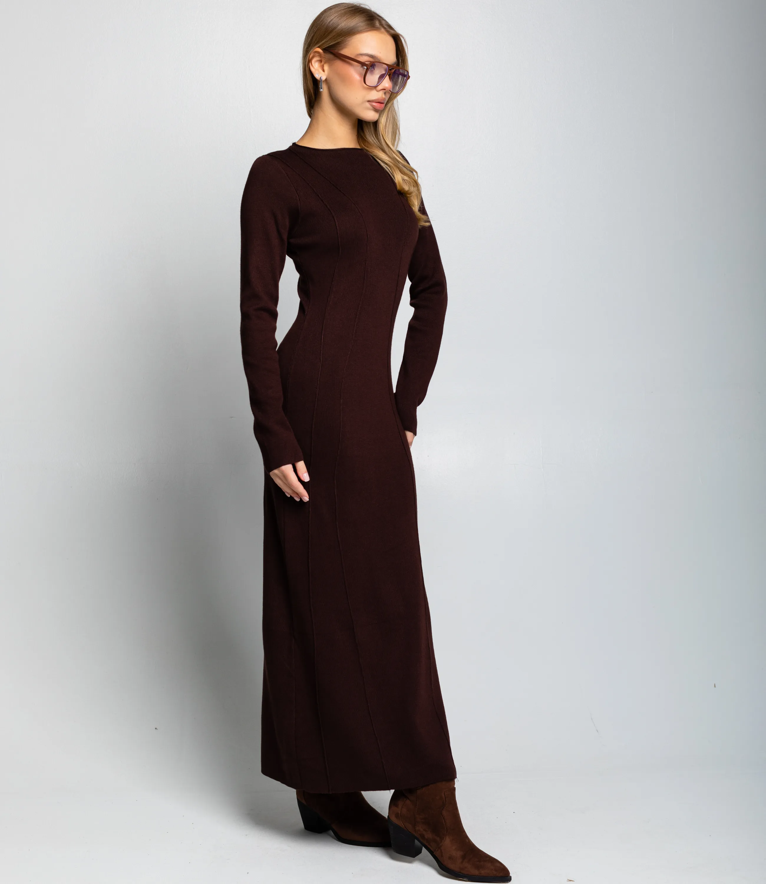 Платье #КТ25114, шоколадный - фото 3