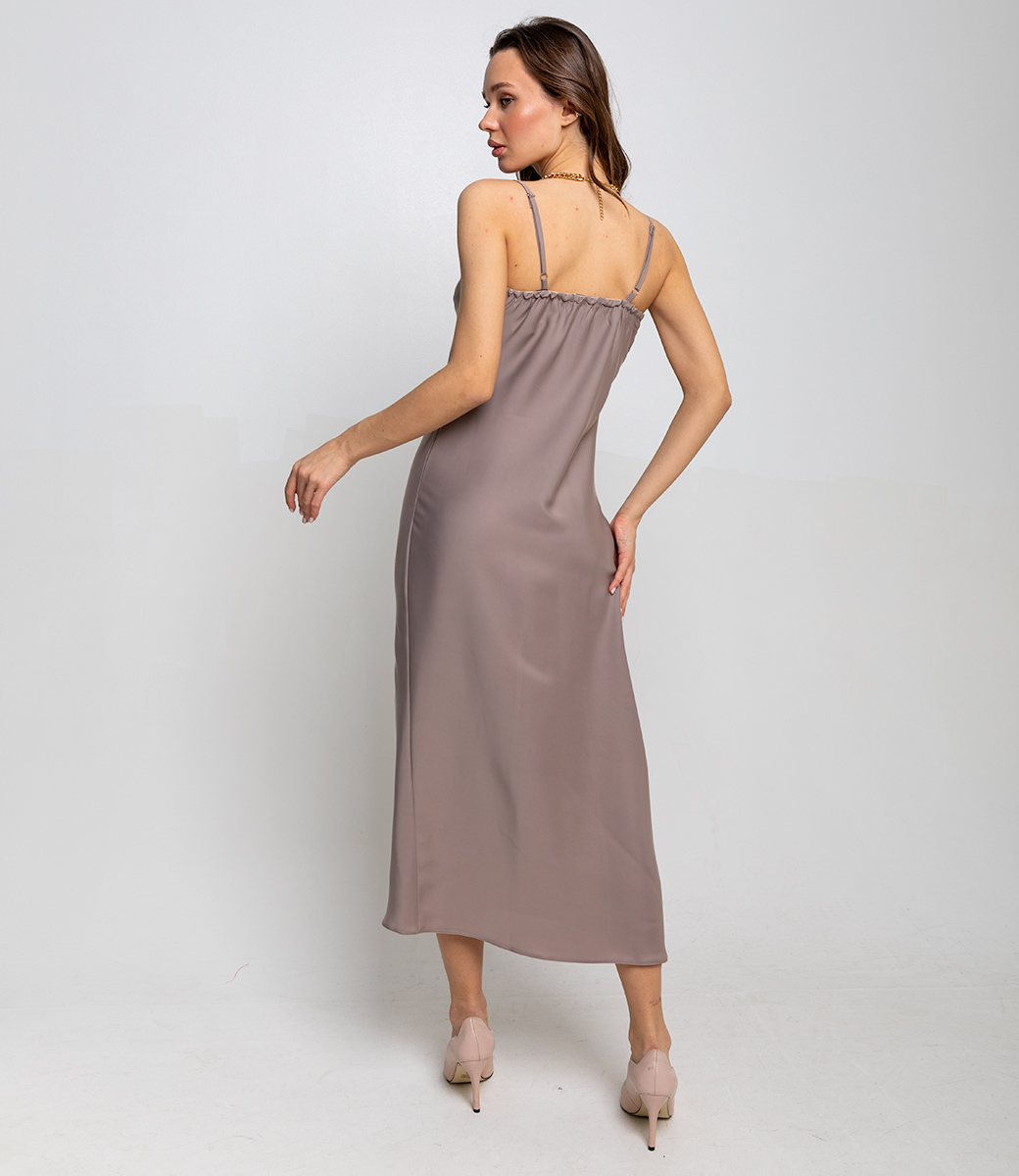 Платье #ОБШ1710, бежево-серый - фото 4