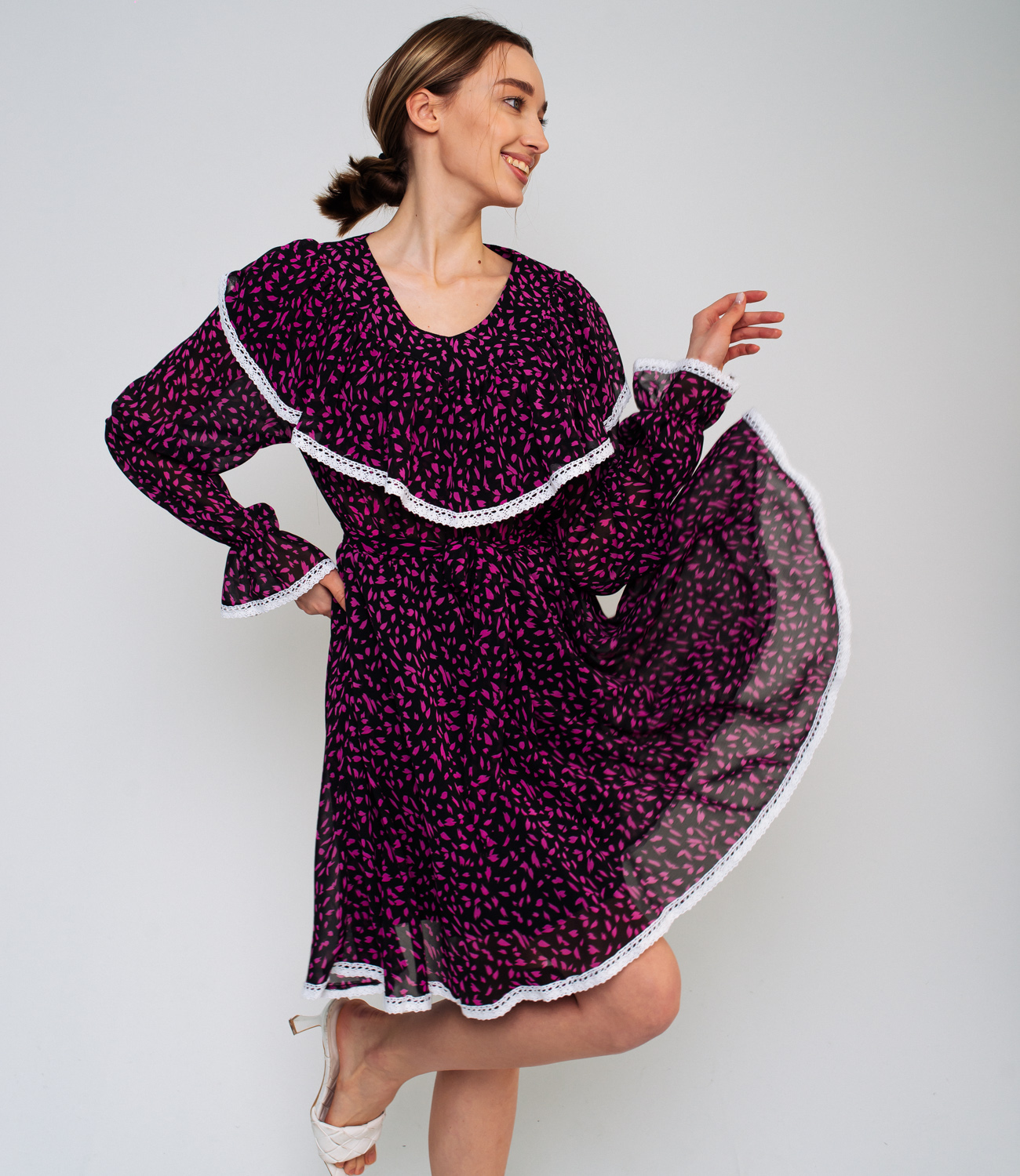 Платье #БШ1773, фиолетовый, чёрный - фото 3