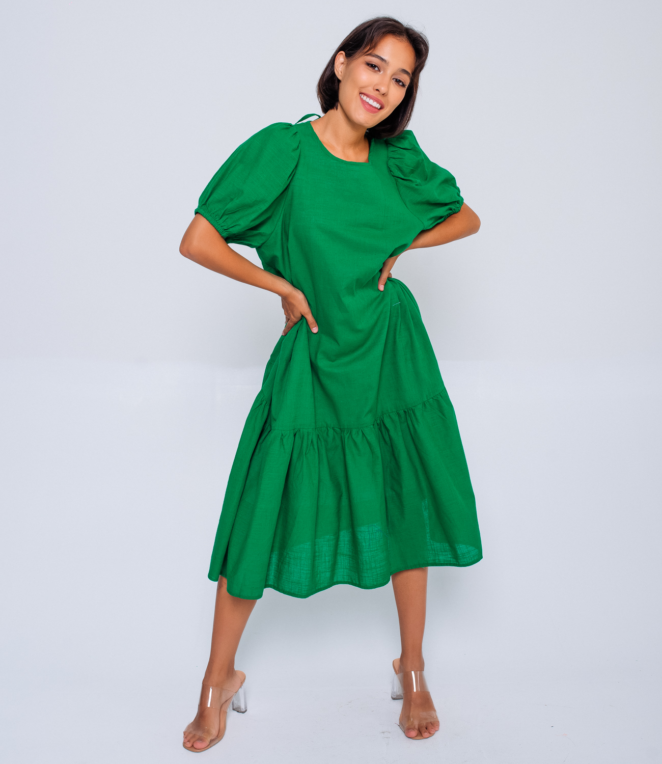 Платье #БШ1499, зелёный - фото 2