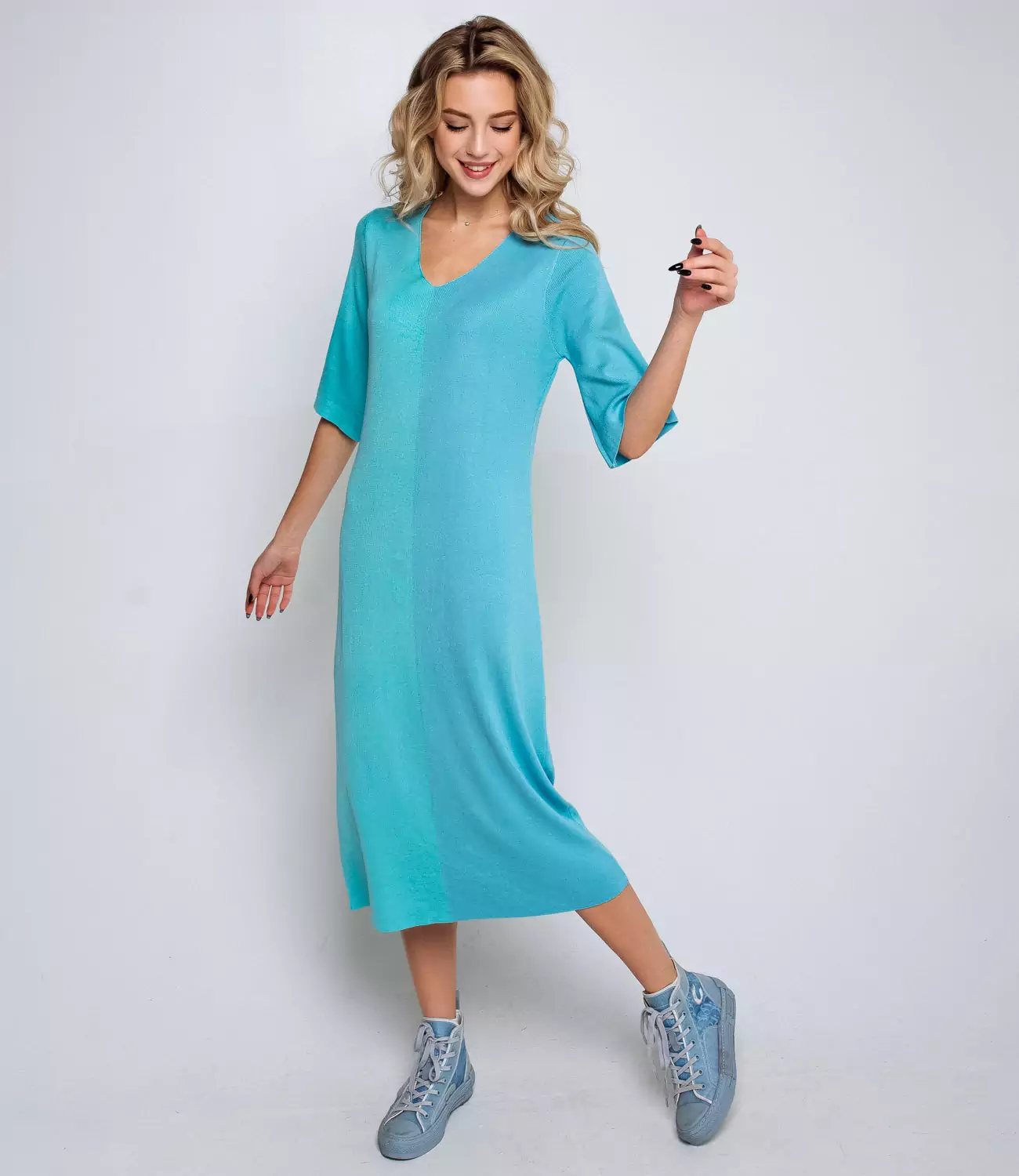 Платье #КТ82115, голубой, бирюзовый - фото 1