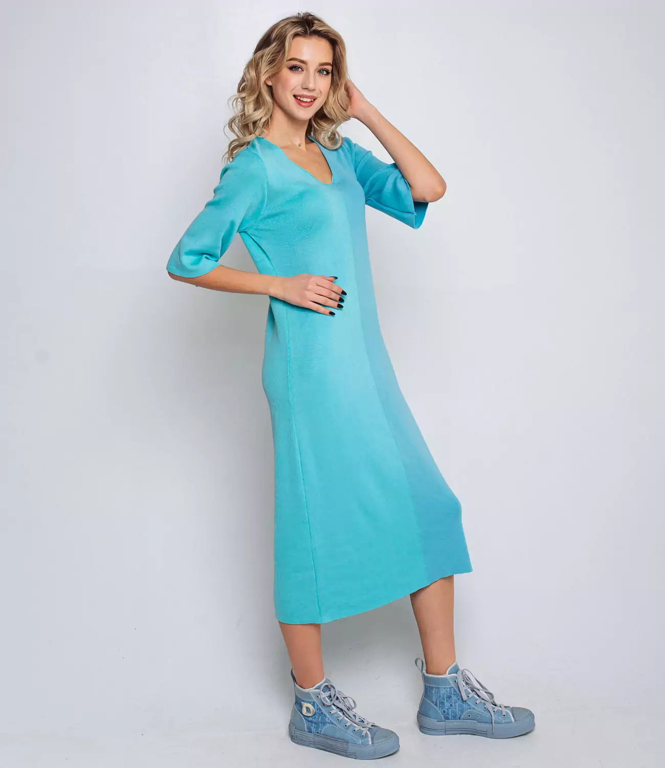 Платье #КТ82115, бирюзовый, голубой - фото 2