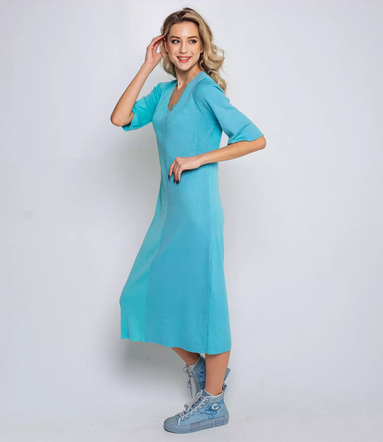 Платье #КТ82115, бирюзовый, голубой - фото 4