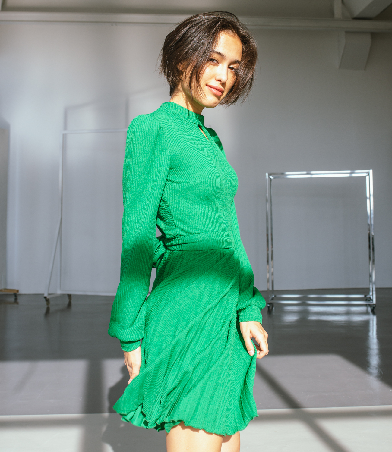 Платье #БШ1278, зелёный - фото 2