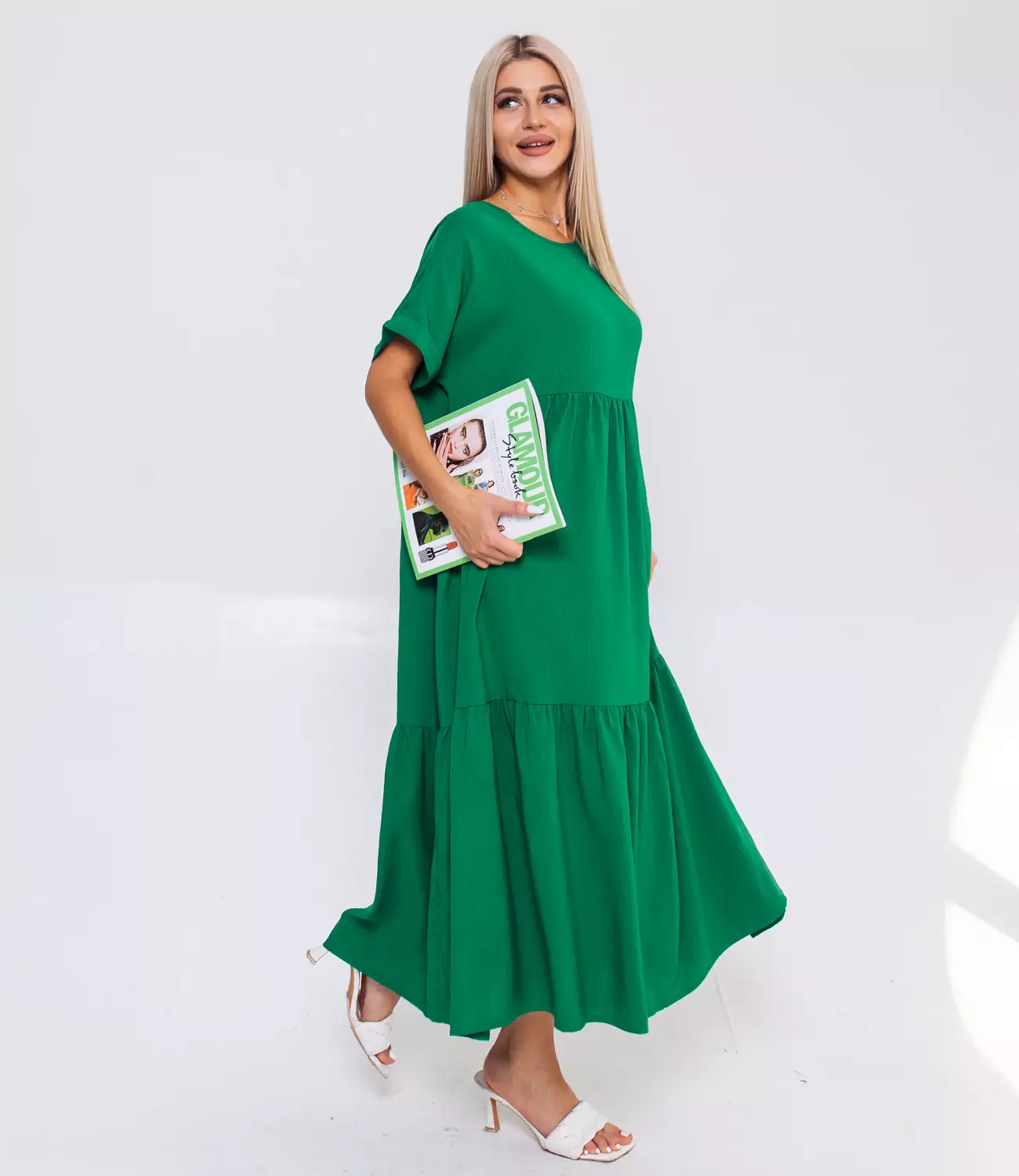 Платье #ОБШ1494, зелёный - фото 2