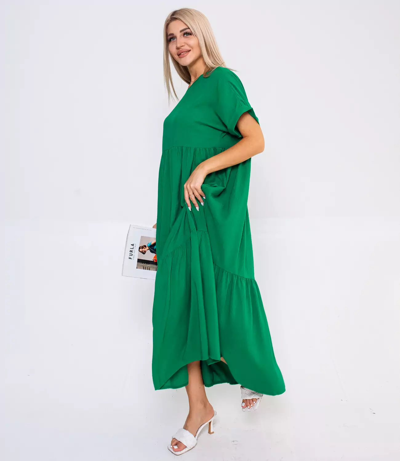 Платье #ОБШ1494, зелёный - фото 4