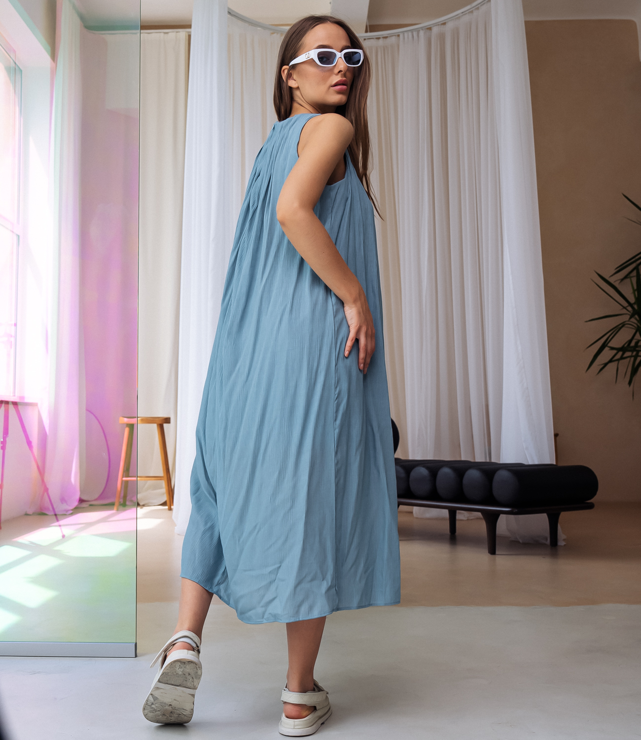 Платье #КТ8310, серо-голубой - фото 4