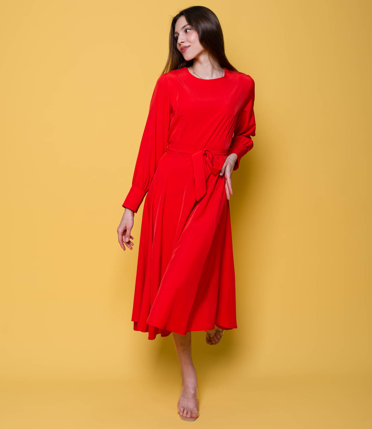 Платье #642, красный - фото 1