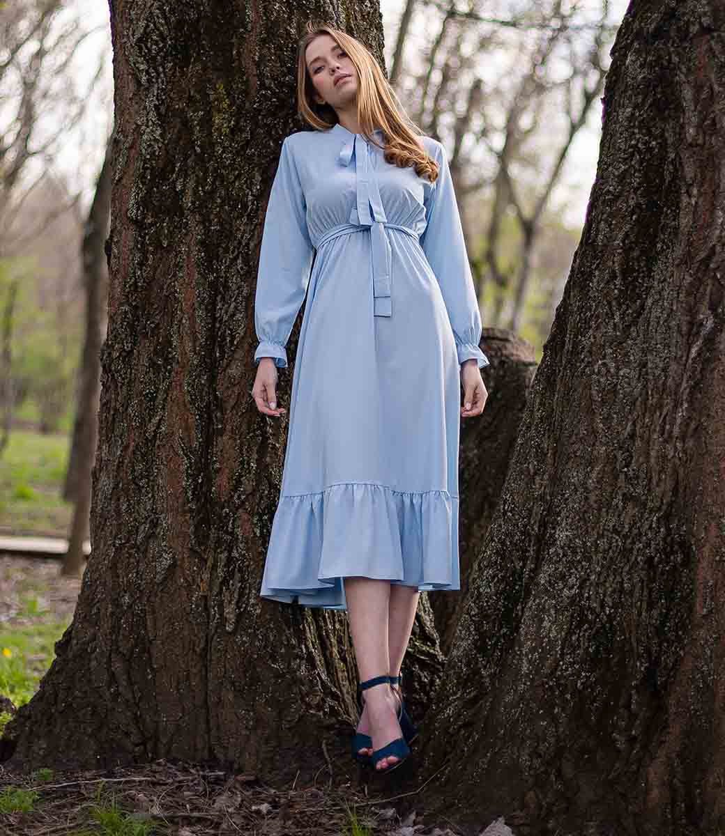 Платье #779-2, голубой - фото 1