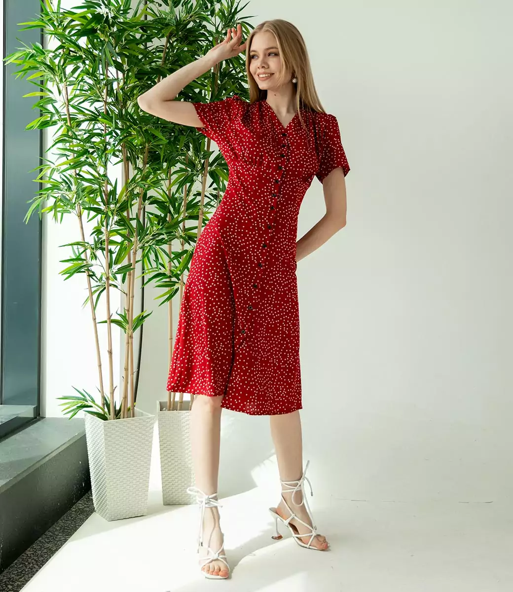 Платье #КТ2104, бордовый - фото 3