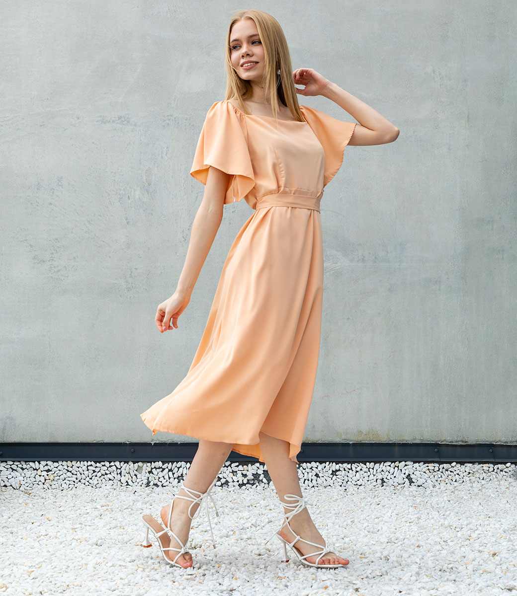 Платье #КТ2679, персиковый - фото 3