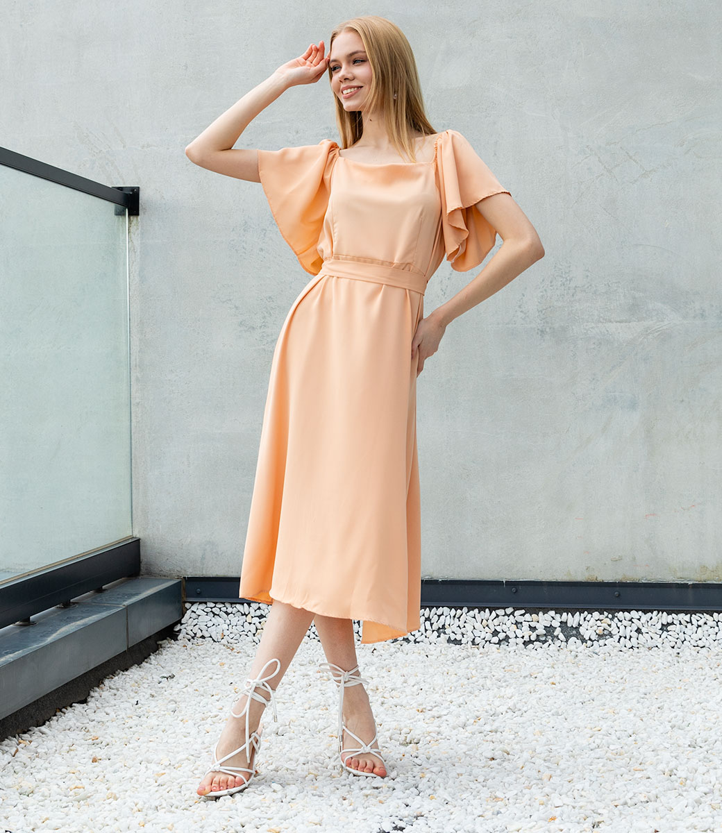 Платье #КТ2679, персиковый - фото 4