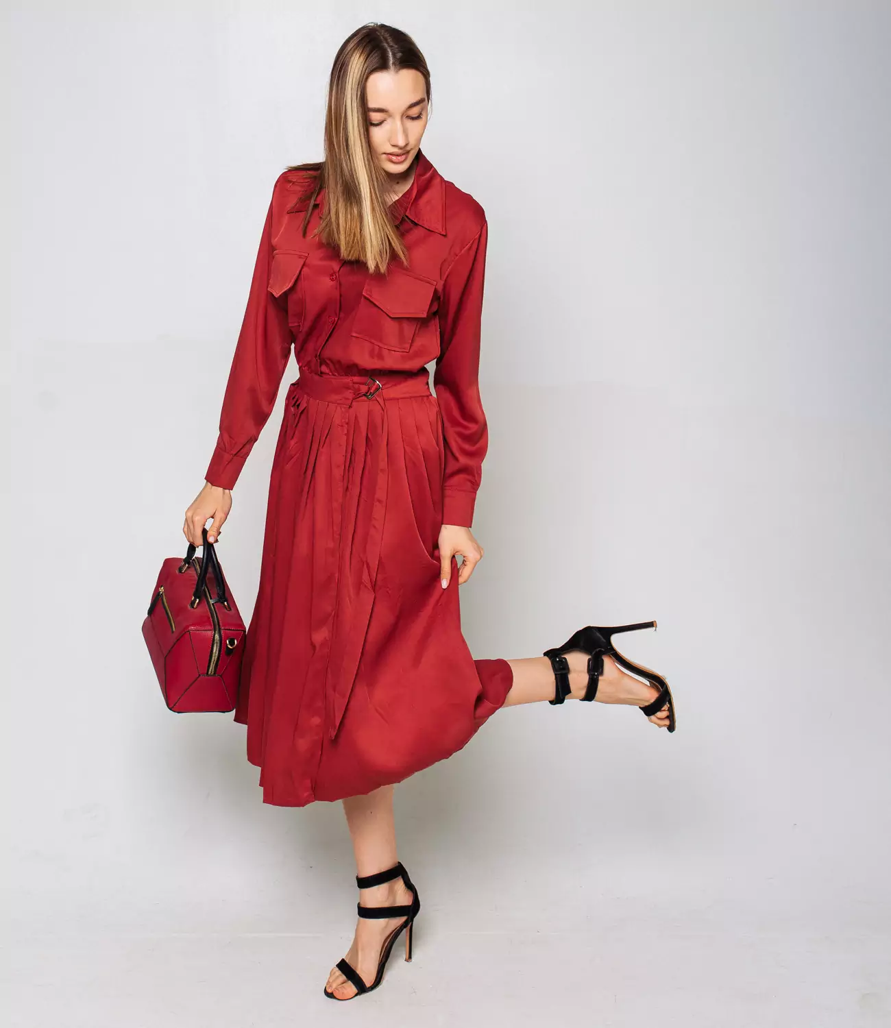 Платье #КТ8517, бордовый - фото 2
