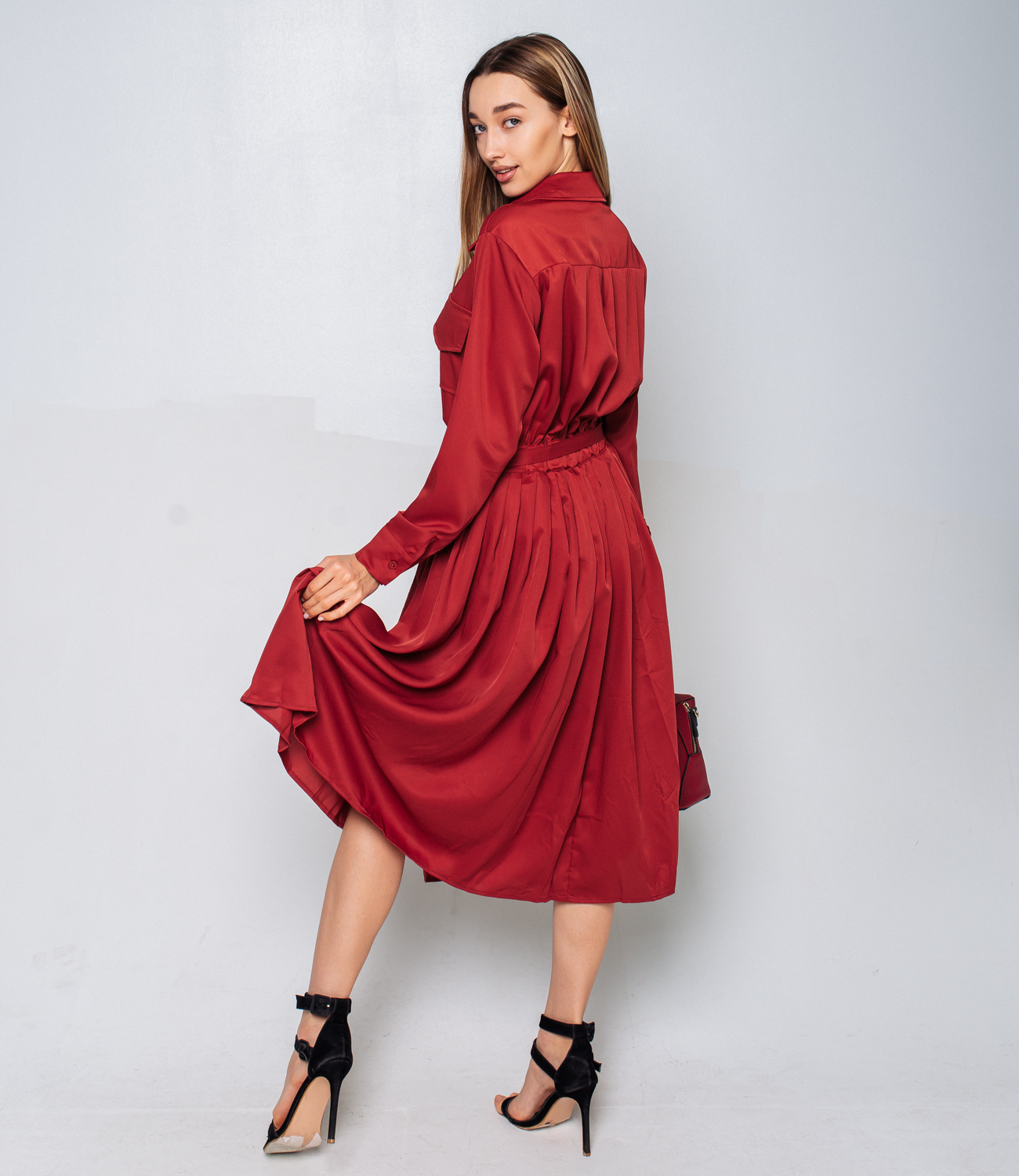 Платье #КТ8517, бордовый - фото 5