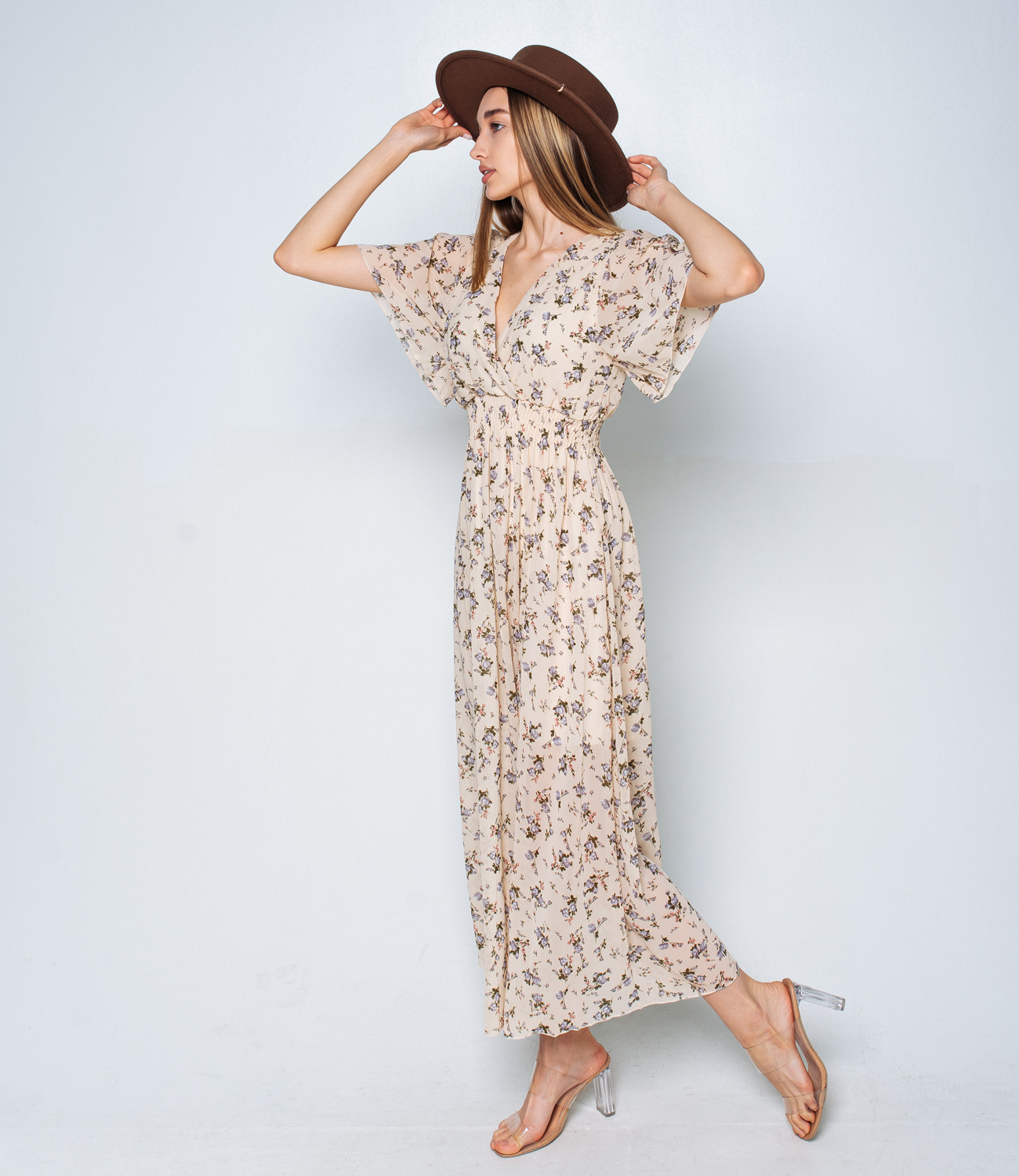 Платье #КТ1339-1, светло-бежевый - фото 3