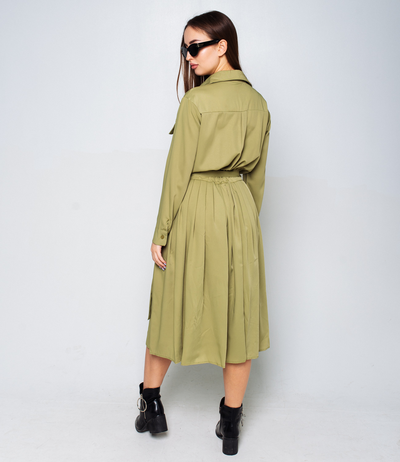 Платье #КТ8517, оливковый - фото 4