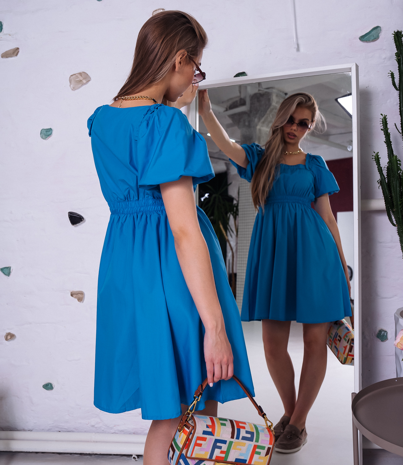 Платье #КТ6072, синий - фото 2