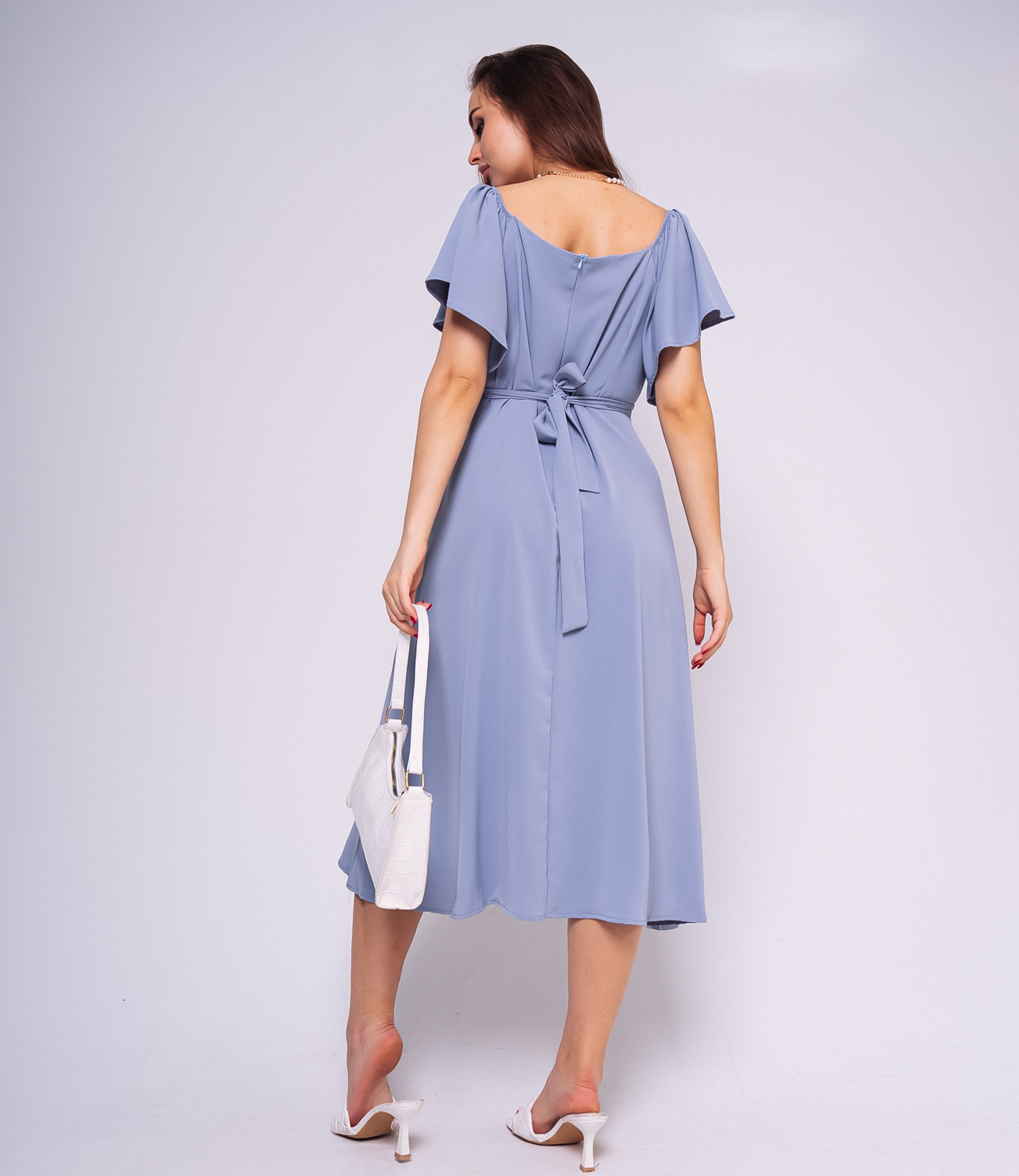 Платье #КТ2679, серо-голубой - фото 4