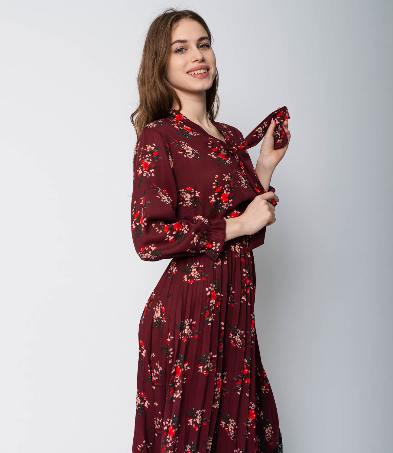 Платье #1451, бордовый - фото 4