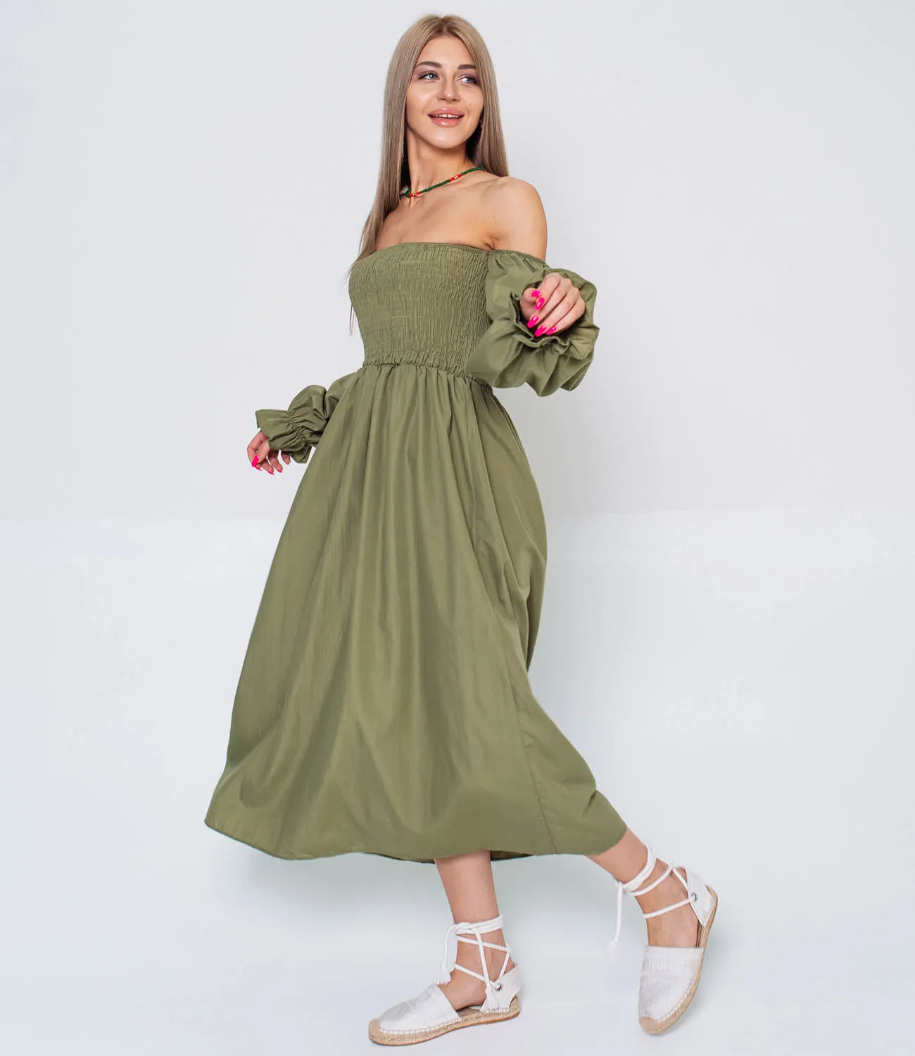 Платье #КТ5151, хаки - фото 4