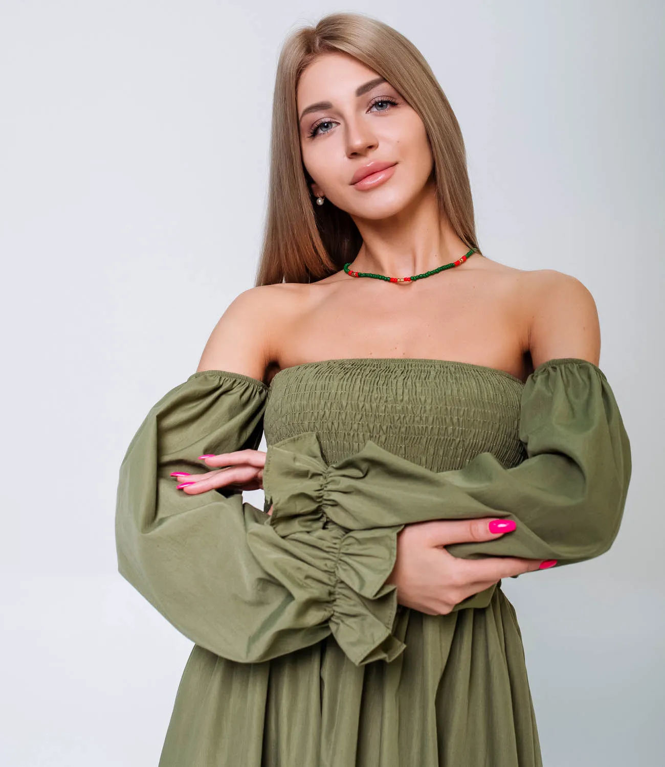 Платье #КТ5151, хаки - фото 5