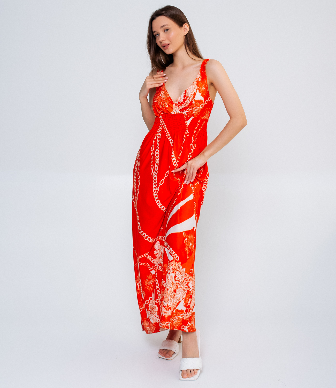 Платье #8353, оранжевый - фото 1