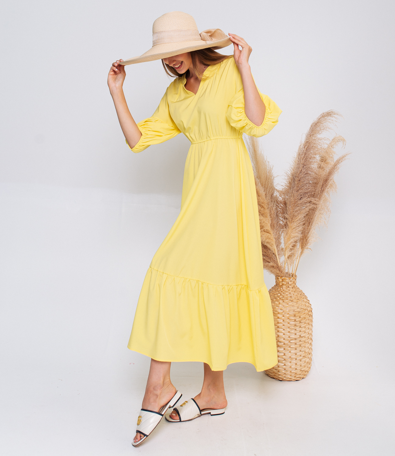 Платье #КТ6883, жёлтый - фото 3