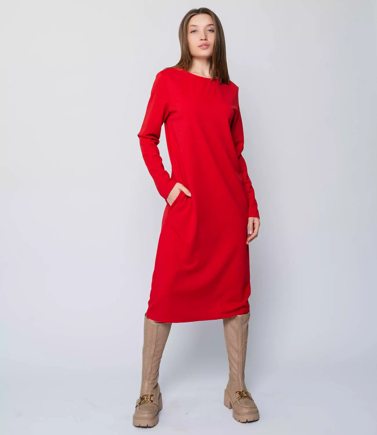 Платье #542, красный - фото 1