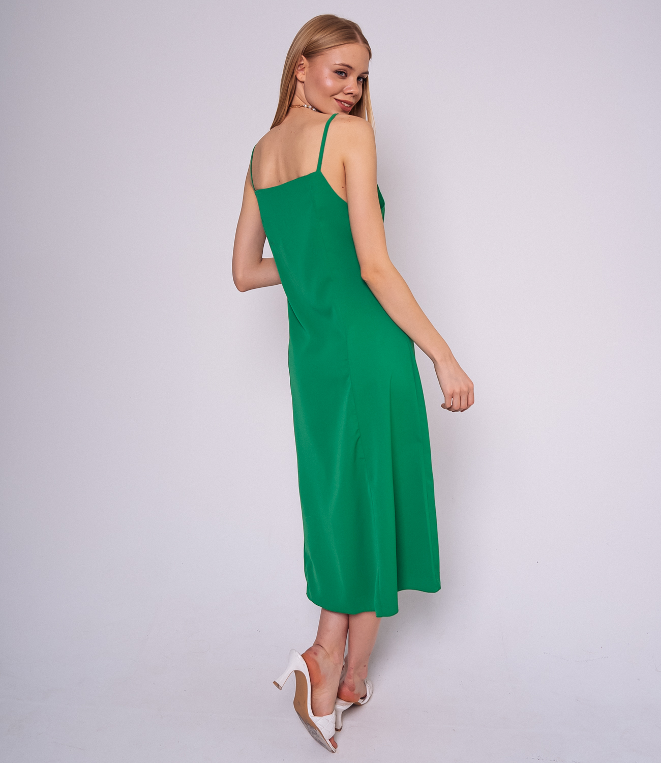 Платье #ОБШ1444, зелёный, белый - фото 5