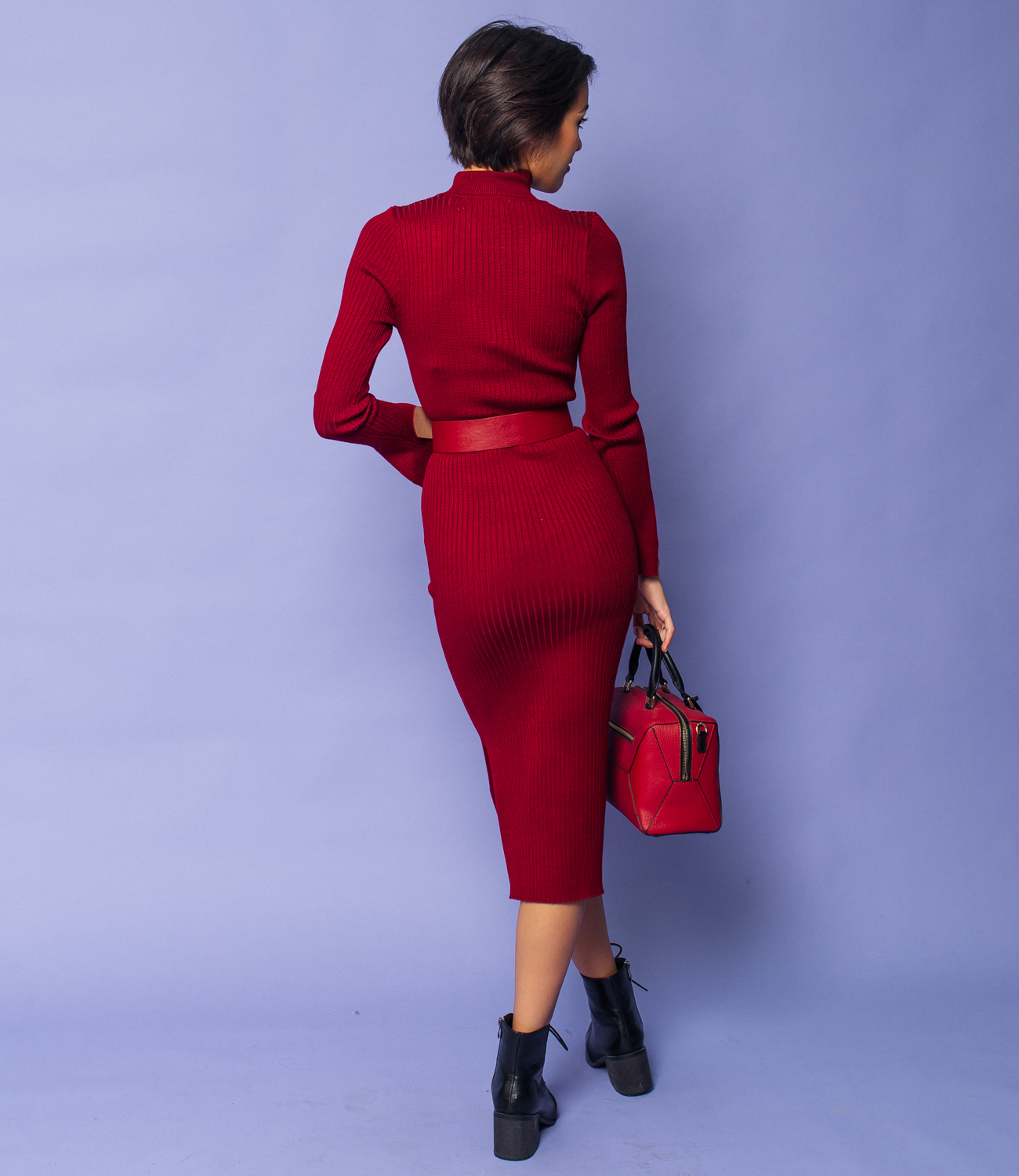 Платье #КТ131, бордовый - фото 3