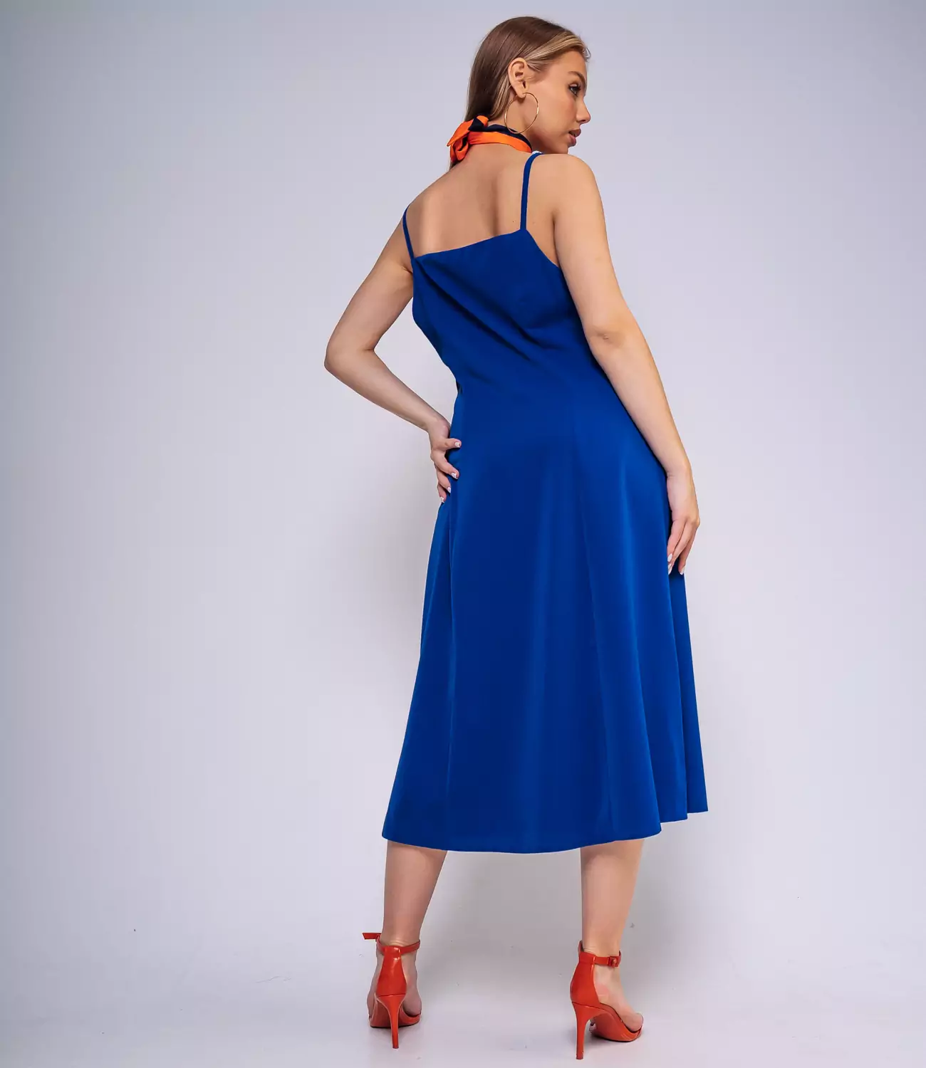 Платье #ОБШ1444, синий, белый - фото 5