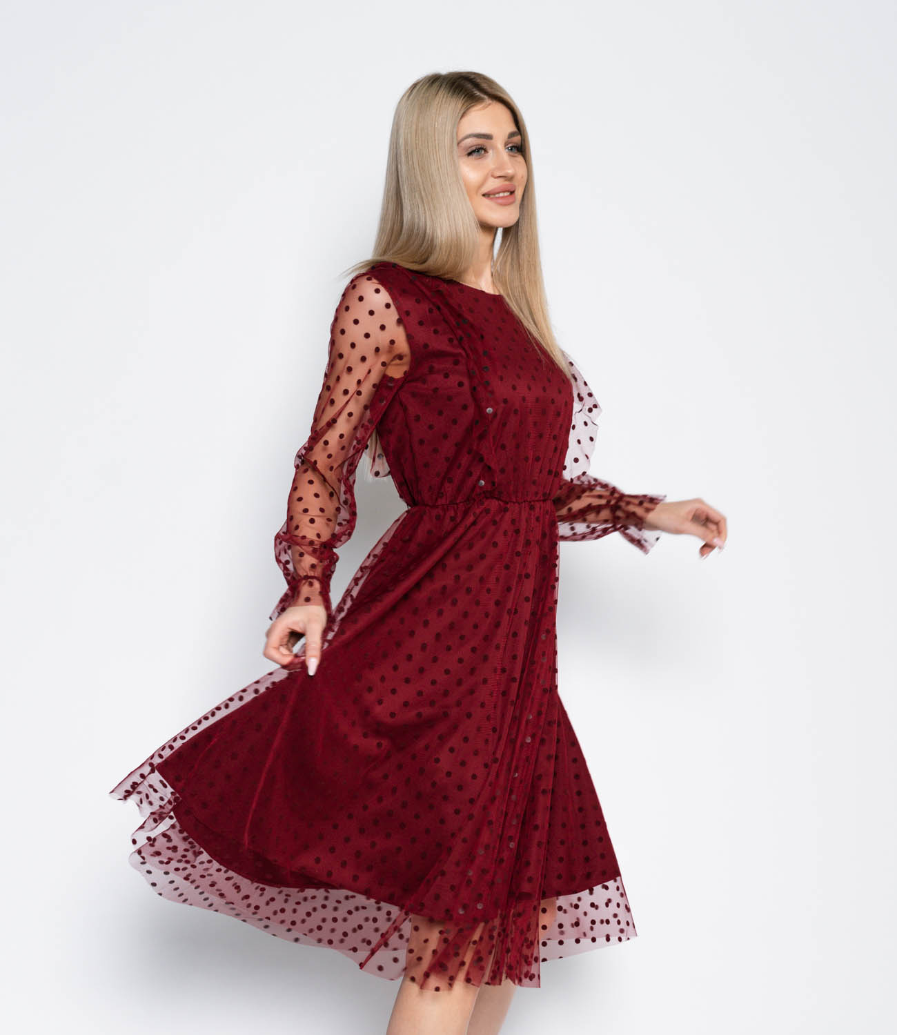 Платье #2018, бордовый - фото 2