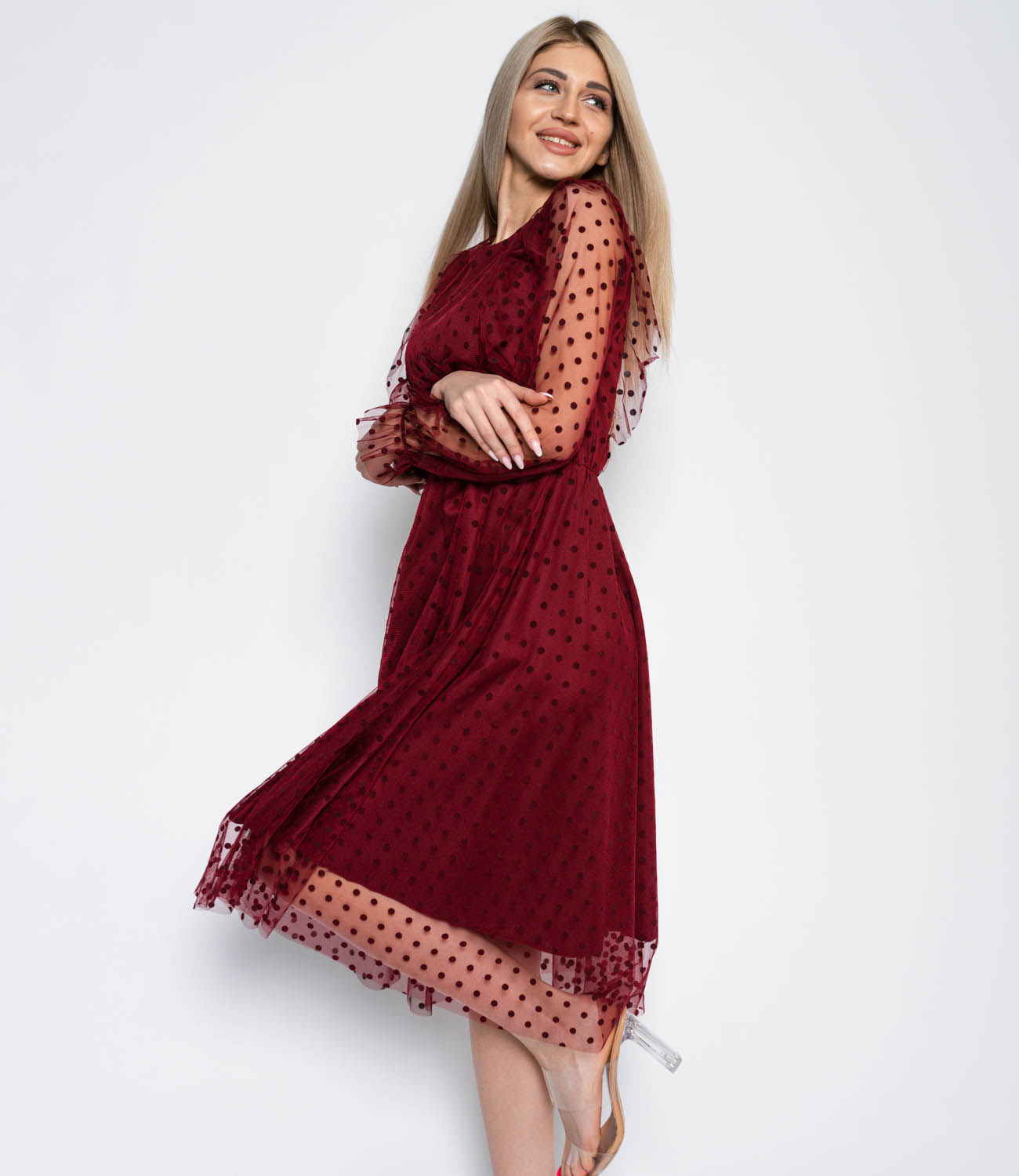 Платье #2018, бордовый - фото 4