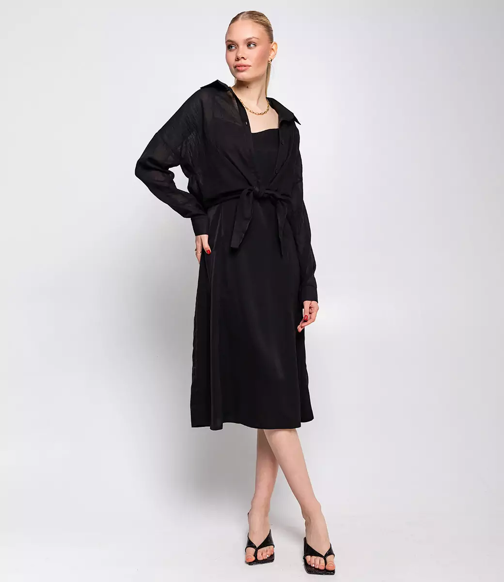 Платье+рубашка #ОБШ1443-4, чёрный - фото 1
