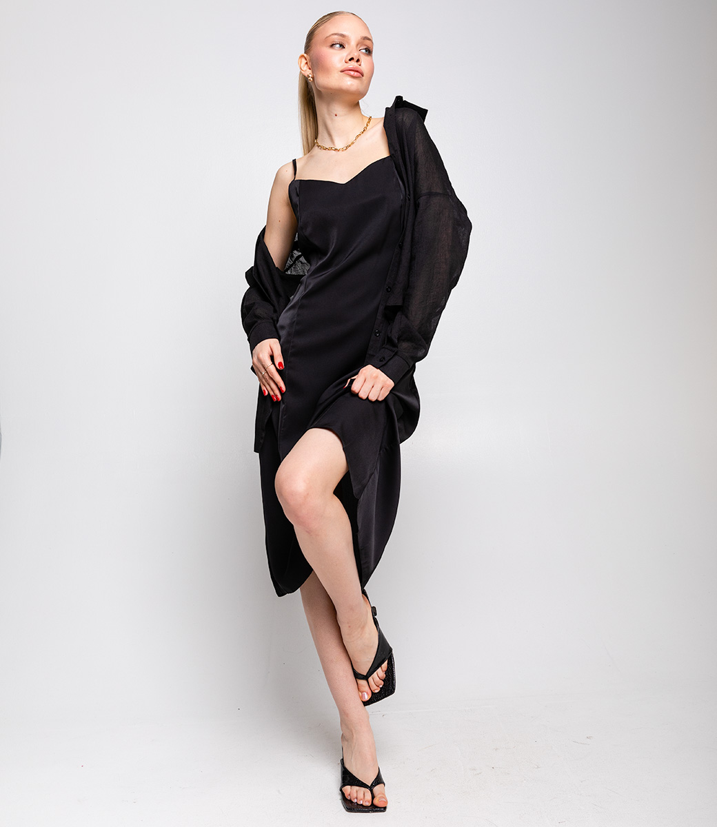 Платье+рубашка #ОБШ1443-4, чёрный - фото 4