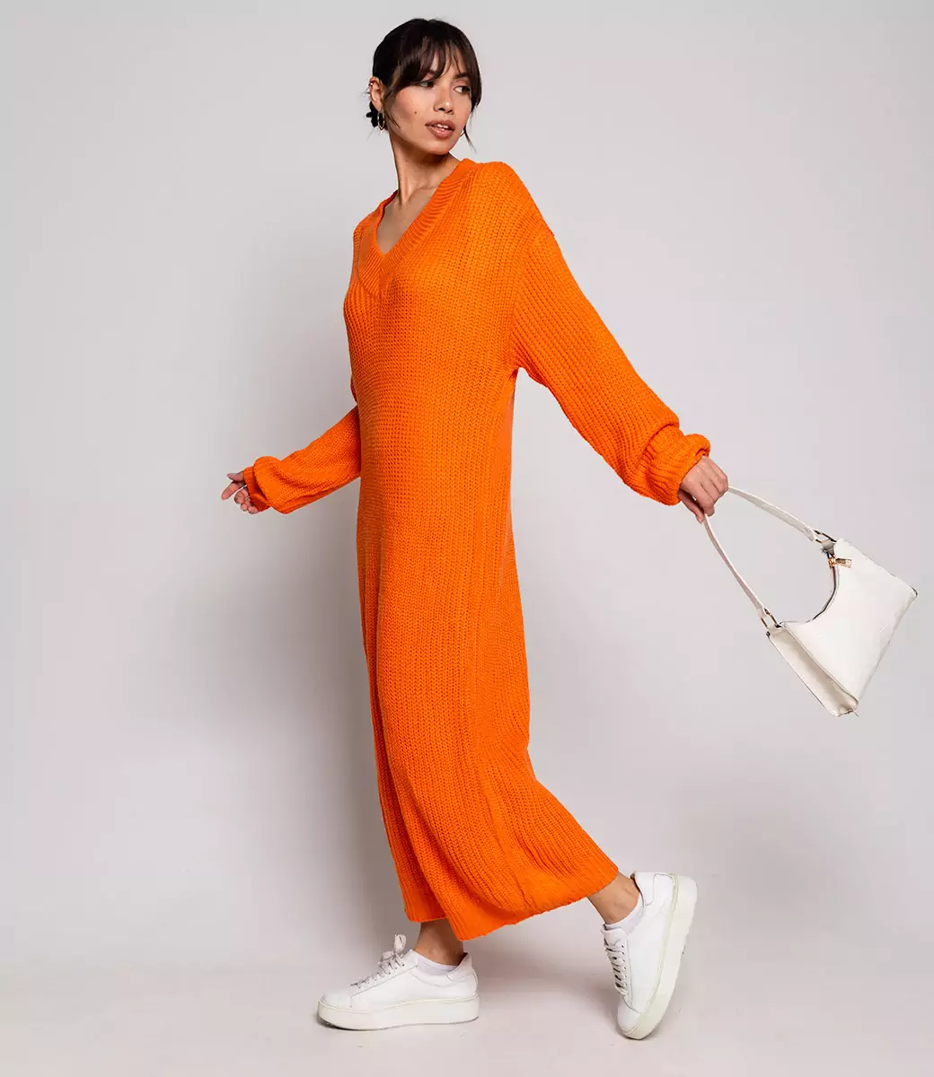 Платье #КТ8003 (4), оранжевый - фото 3