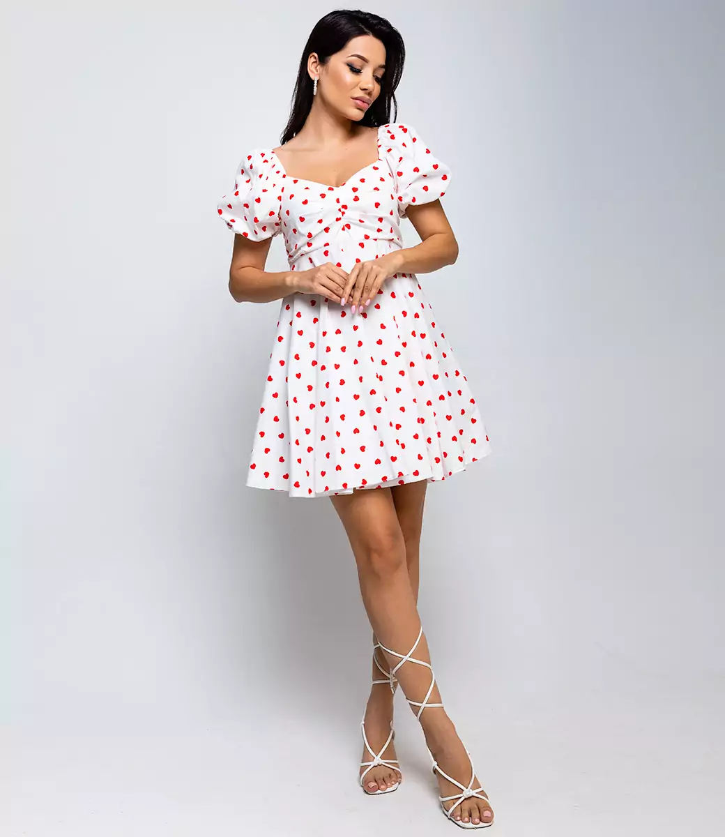 Платье #БШ2254, белый,красный - фото 1