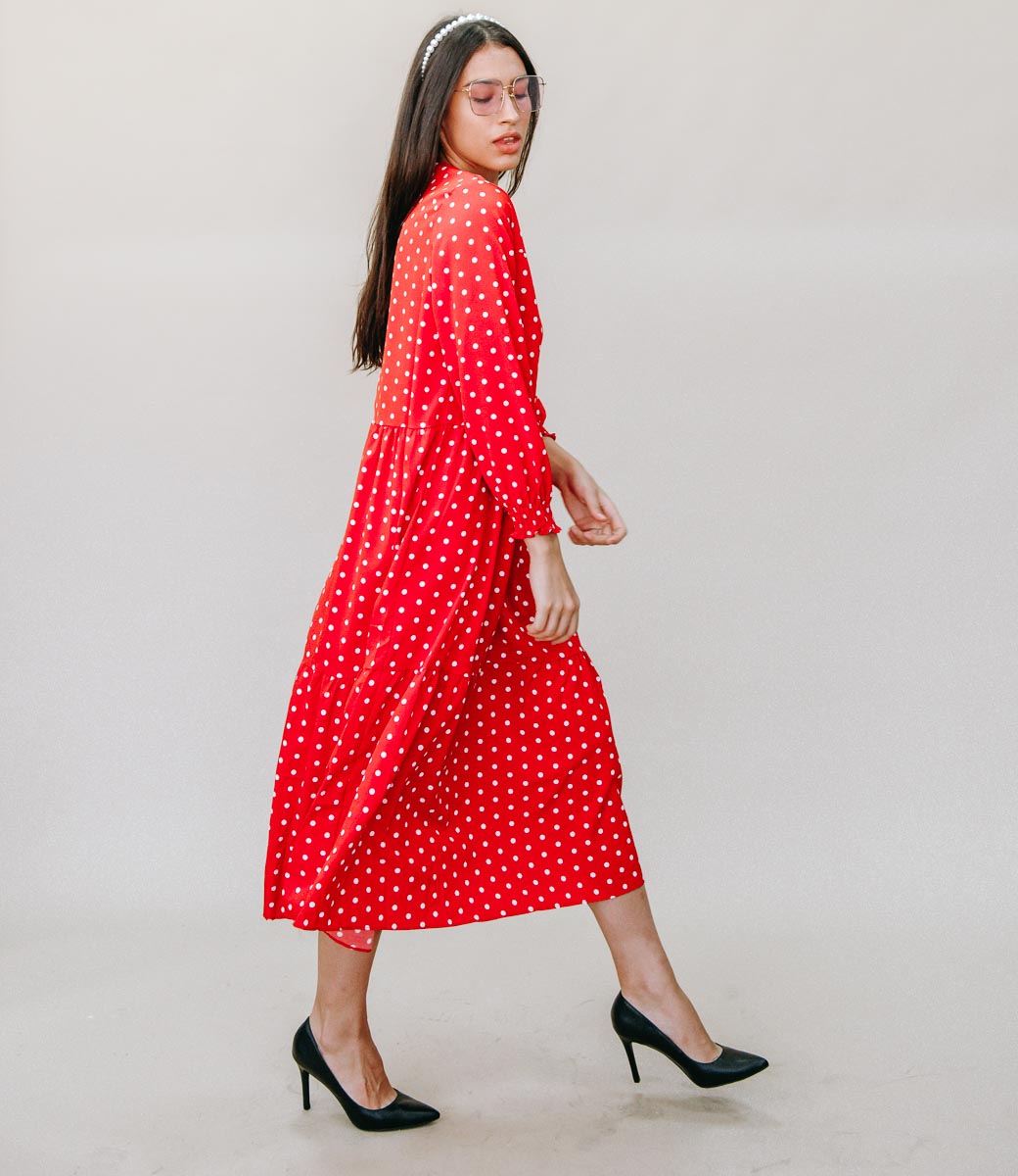 Платье #787-1, красный - фото 3