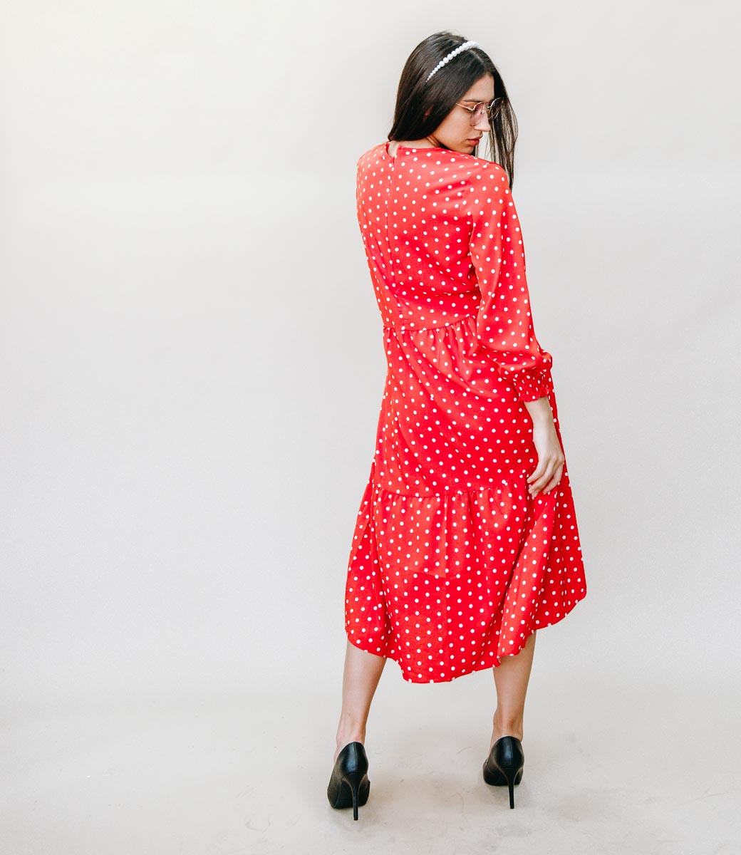Платье #787-1, красный - фото 4