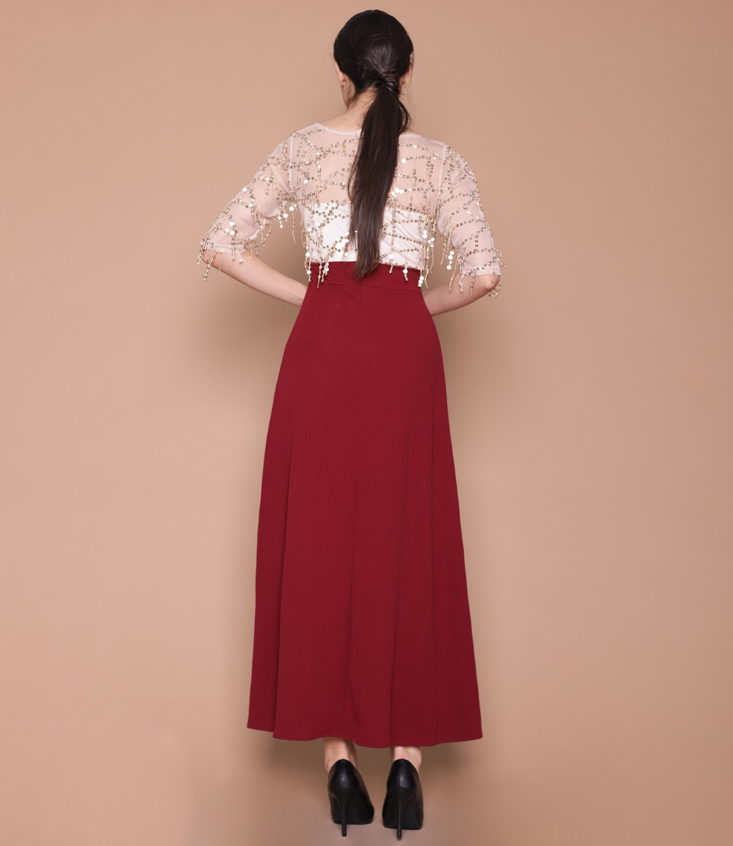 Платье #572, бордовый - фото 4