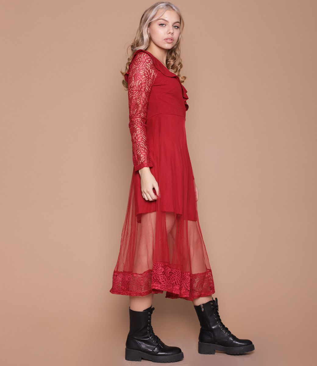 Платье #6808, красный - фото 2