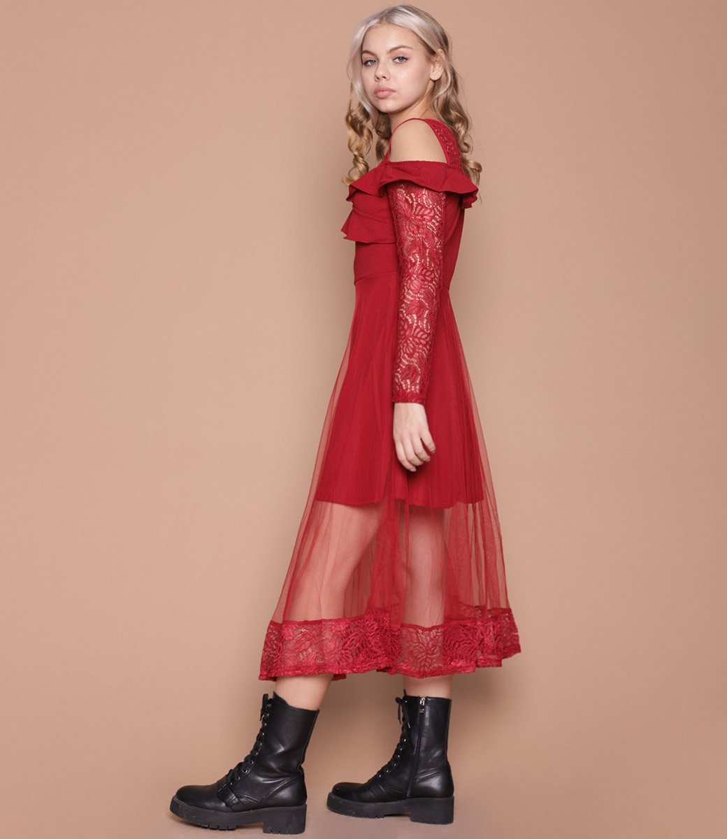 Платье #6808, красный - фото 3