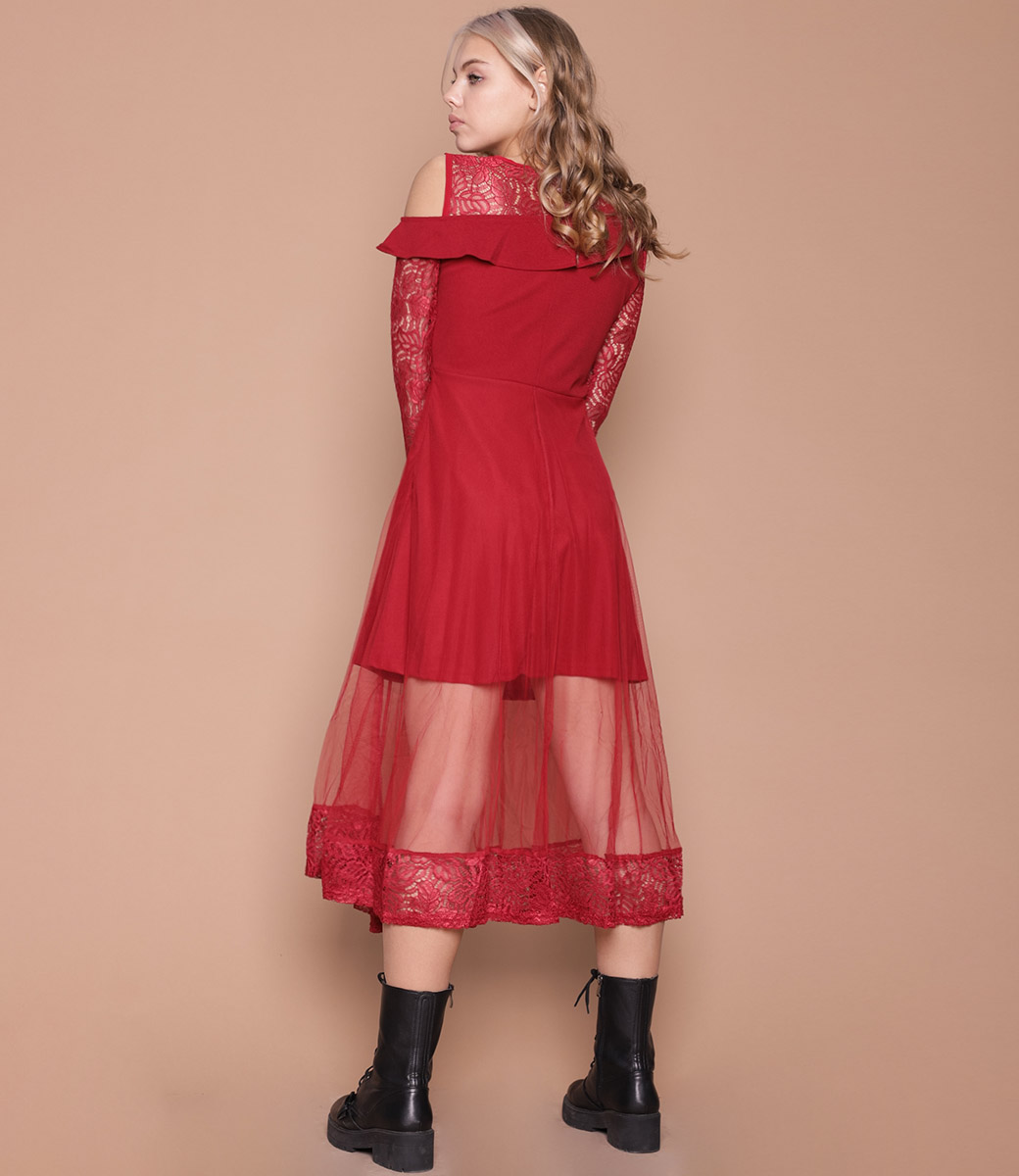Платье #6808, красный - фото 4