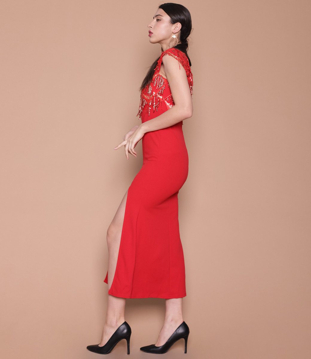Платье #838, красный - фото 2