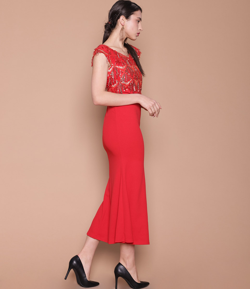 Платье #838, красный - фото 3
