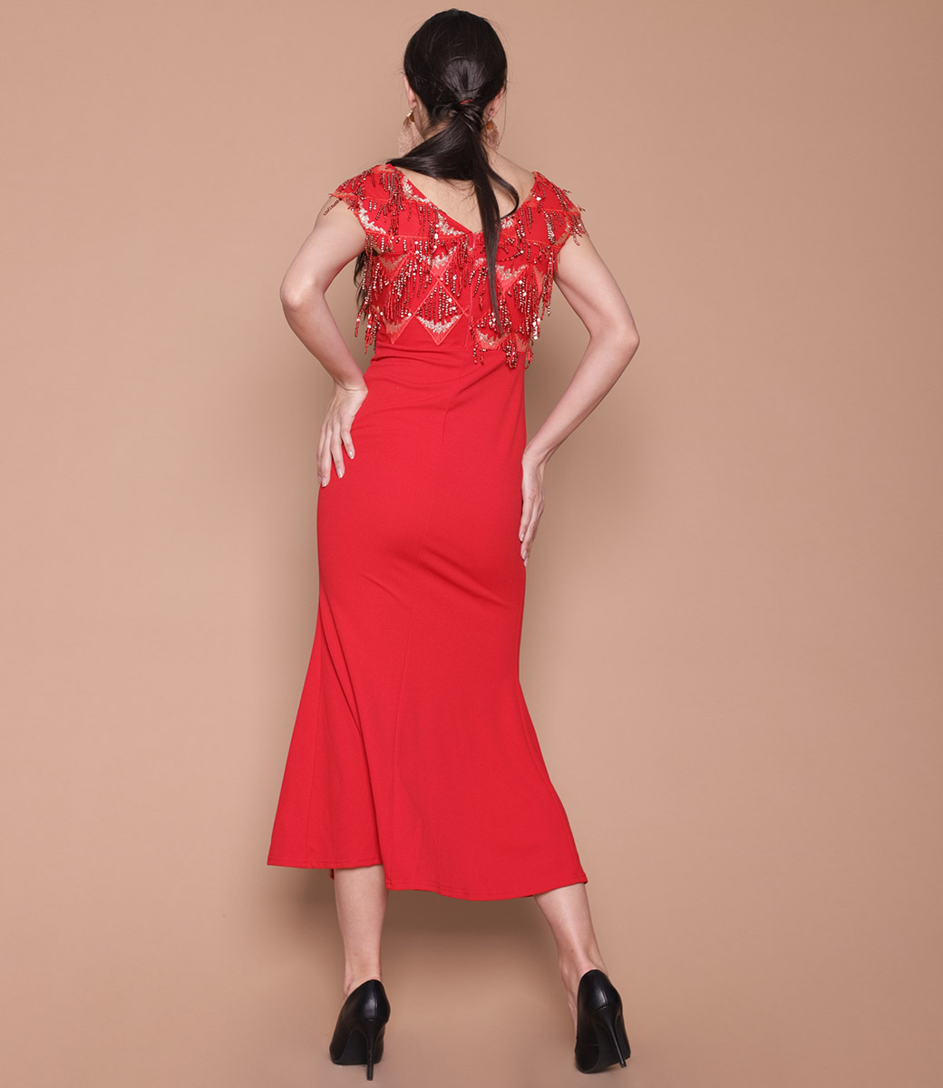Платье #838, красный - фото 4