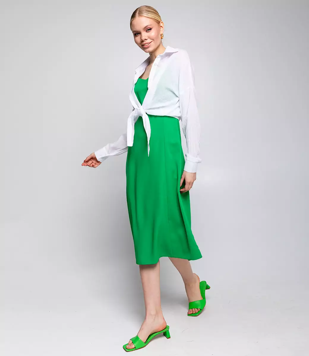 Платье+рубашка #ОБШ1443-4, зелёный, белый - фото 2